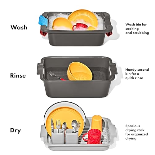 Outdoor Camping Wash and Dry System with Bins, Rack & Utensil Holder