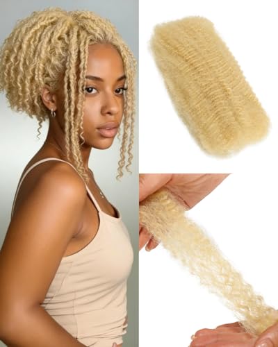 BEEOS #613 Blonde Afro Kinky Human Hair Extensions 12 Inch Bulk 50g