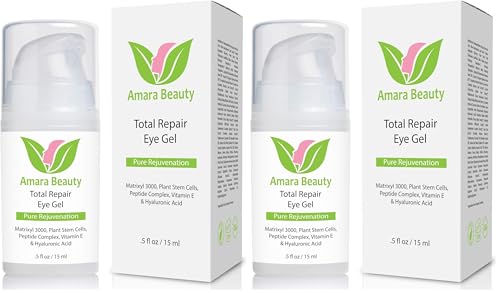 Amara Beauty Eye Cream Gel for Dark Circles & Puffiness 0.5 fl oz Pack of 2 – Peptides & Hyaluronic Acid