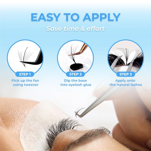 TEGAN LASH 500 Wispy Premade Fans Eyelash Extensions, Handmade Volume Lashes, From 5D-9D, 0.05/0.07 Thickness, C/CC/D Curl, 9-15mm Length, Thin Base, Soft, Long-Lasting, Easy to Apply (5D-0.07-C-11)