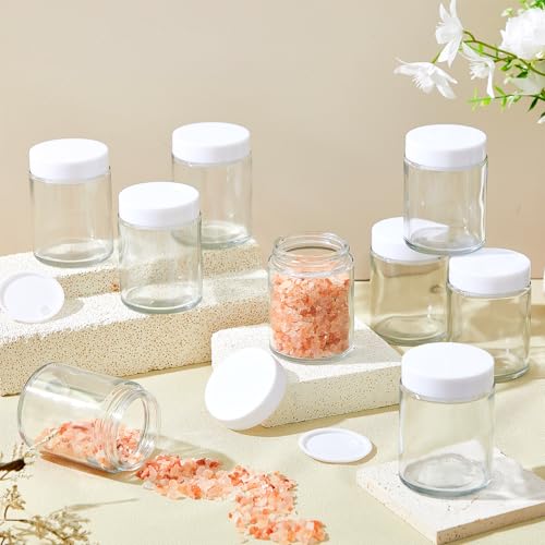 24 Pack 6oz Glass Cosmetic Jars with Black Lids - White, Leakproof Storage