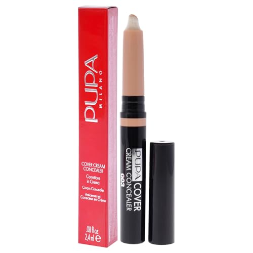 PUPA Milano Cover Cream Concealer - Covers and Corrects Dark Circles and Imperfections on the Face - Enriched With Vitamin E And Vitamin C, with Antioxidant Properties - 003 Dark Beige - 0.08 Oz,PUP20035