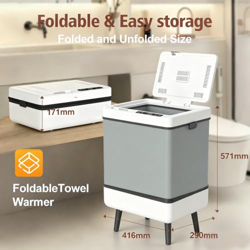 CNZHONGYINI 35L Black-White Foldable Towel Warmer with Rapid Heating & Aromatherapy