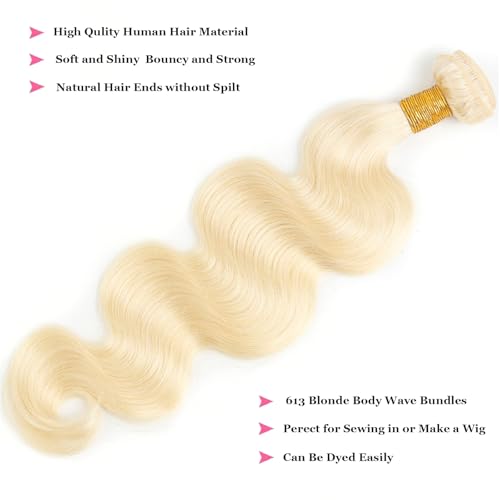 Blonde 20 Inch Human Hair Body Wave Bundles - Dyeable 613 Quick Weave Variation of THIS listing