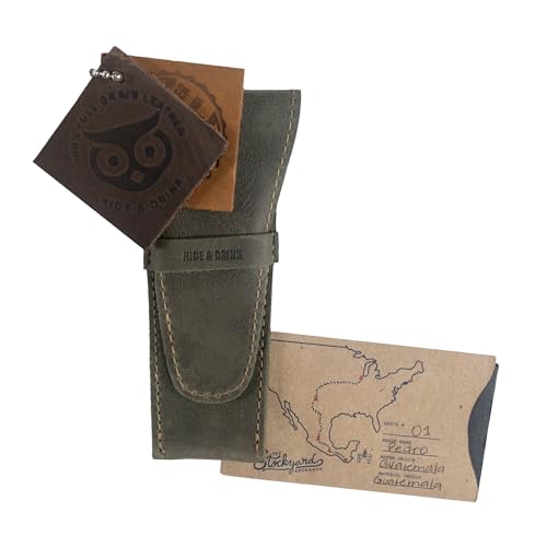 Leather Safety Razor Case - Handmade Travel Shaving Accessory in Dark Jade