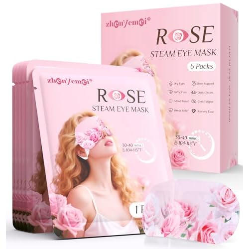 6 Packs Rose Heated Eye Mak - Heating Eye Mask Warm Compress for Dry Eyes Puffinesss Dark Circles Sleep Stye Irritation Stress Relief Self Care Wellness Spa Relaxation Gift