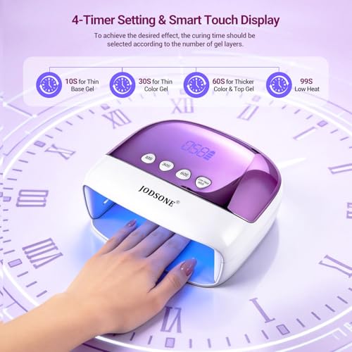 JODSONE Z180001 Cordless LED Nail Lamp with LCD Touch Screen, 4 Timers, Rechargeable Portable Nail Dryer for Home & Salon