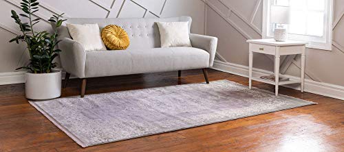 5'1 x 8' Rectangle Area Rug - Purple & Gray Modern Vintage Style