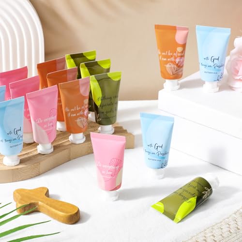 48 Pcs Easter Christian Hand Lotion Bulk Gifts for Women Bible Verse Mini Travel Hand Cream Religious Mother's Day Gift for Church Members Prayers Teachers Coworkers Homeless