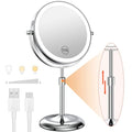 Benbilry Silver 7-Inch Lighted Makeup Mirror with 10X Magnification & Adjustable Height