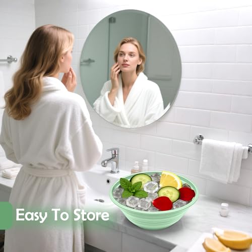 XANGNIER Face Bowl for Ice ? Collapsible Silicone Facial Ice Bath Bowl for Cold Plunge Therapy, Skin Tightening & Acne Relief ? Portable Spa Tool for Home & Travel, Green