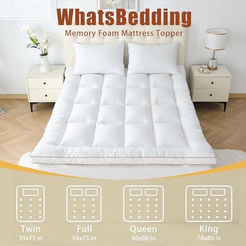 White Queen Memory Foam Mattress Topper 3 Inch 1700GSM Shredded Support