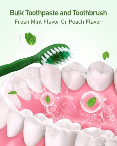 Disposable Mini Travel Toothbrush with Pre-Pasted Toothpaste - Green, 60 Count