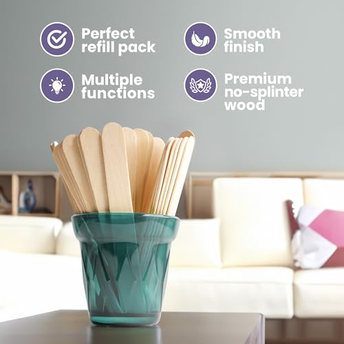 Tress Wellness - Waxing Sticks for Hair Removal - Premium Splinter-Free Wooden Sticks for Waxing, Wax Stick for Body and Face Waxing,150 Wax Sticks (Pack of 2)