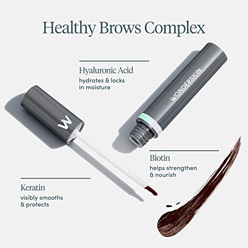 Wonderskin Dream Brow Eye Brow Gel Serum (Dark Brunette) and 1440 Longwear Pencil Eyeliner, Eye Makeup (Kalamata)