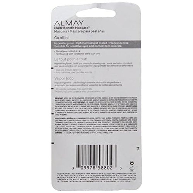 Almay Mascara,Volume,Length,Definition & Conditioning,Multi-Benefit Eye Makeup,Hypoallergenic and Fragrance-Free (Packaging May Vary),502 Black,(Pack of 2)