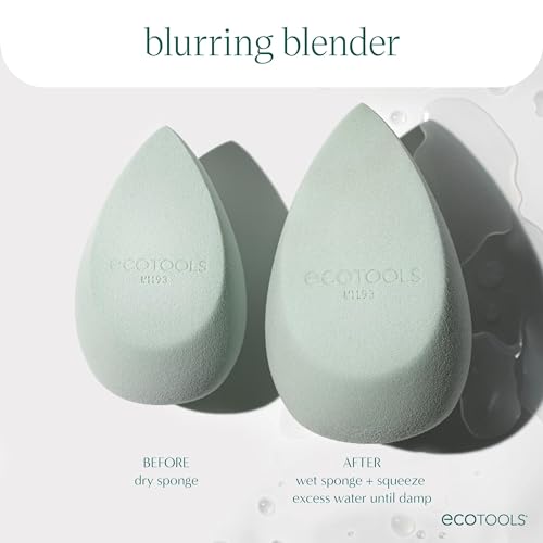 EcoTools Blurring Blender Makeup Sponge, Makeup Blending Sponge For Blurred Skin, For Liquid & Cream Foundation, Cloud Coverage Memory Foam, Eco Friendly, Latex Free, Cruelty-Free & Vegan 1 Count