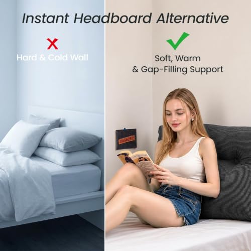 Sasttie Headboard Pillow Twin/Twin XL Dark Grey Wedge Pillow for Bed & Lounge