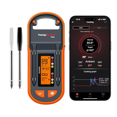 Wireless Meat Thermometer with 600ft Range & 2 Color Probes - Upgraded Version