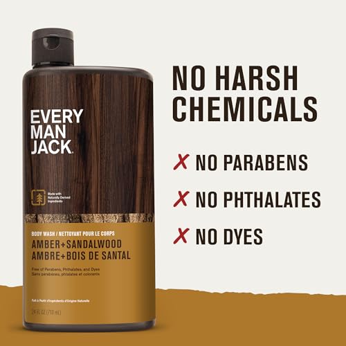 Every Man Jack Amber + Sandalwood Hydrating Body Wash for Men 24oz 2-Pack