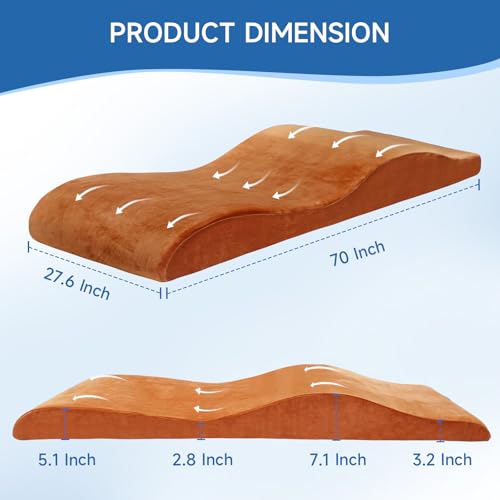 JEINPING Coffee Curved Massage Bed Topper 70in Non-Slip Foam Lash Table Pad