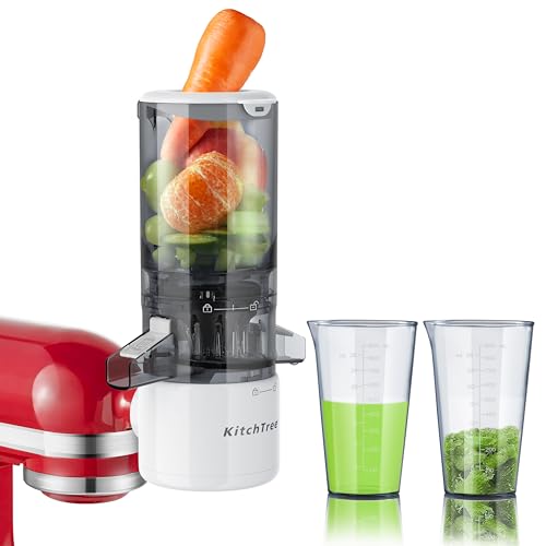 KITCHTREE Slow Juicer Attachment for KitchenAid Stand Mixers - White & Grey