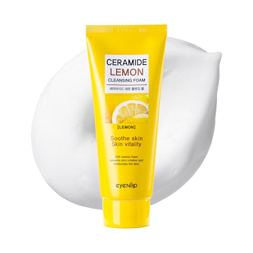 eyeNlip Ceramide Lemon Cleansing Foam 3.3fl oz - Creamy Daily Cleanser with Fruit Extracts and Ceramide NP for Soft, Fresh Skin, Korean Skin Care