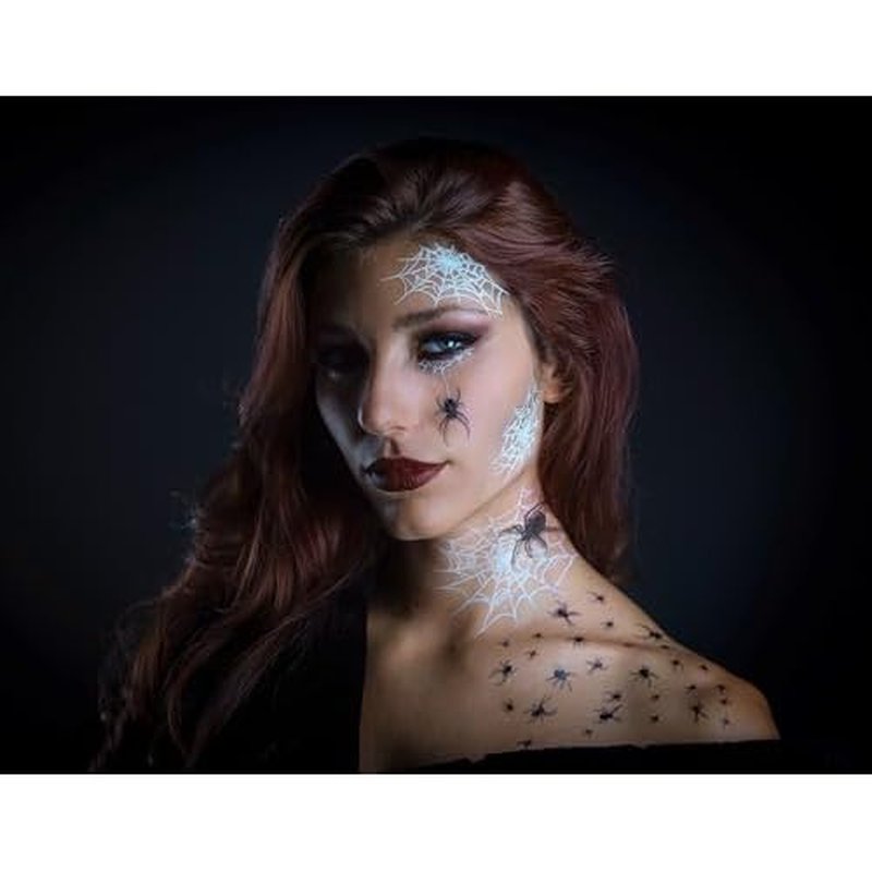 2 x Pretty Little Killers Face Halloween Temporary Tattoo, Spider Costume, Witch, Web, Horror