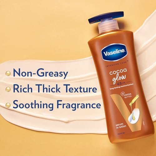 Vaseline Cocoa Glow Body Lotion 13.53 Fl Oz (400 ml) - Moisturizing & Fast Absorbing