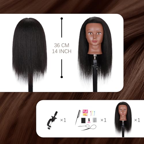 YODIDI 16-Inch Human Hair Mannequin Head for Hair Styling & Practice