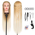 Golden Mannequin Head for Hair Styling Training 28 Inch Synthetic Hair with DIY Braiding Set
