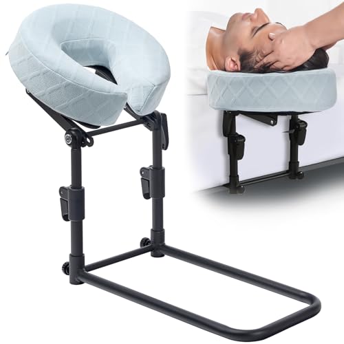 Massage Headrest for Bed with Washable Pillowcase - Light Blue, Adjustable Post-Surgery Face Cushion