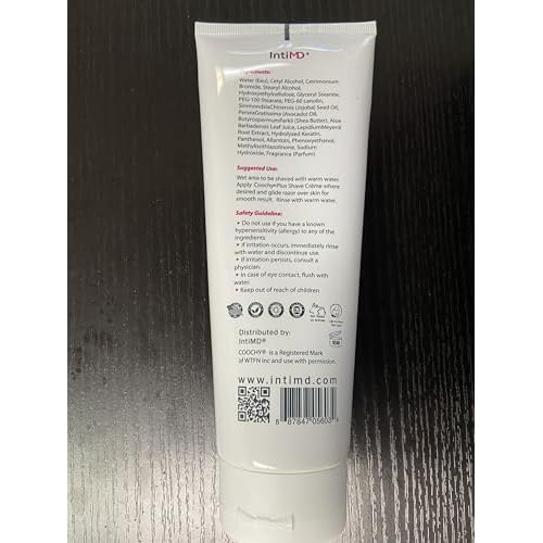 IntiMD COOCHY PLUS Intimate Shave Cream Gel Rash-Free With MOISTURIZING+ 8oz Squeeze Bottle