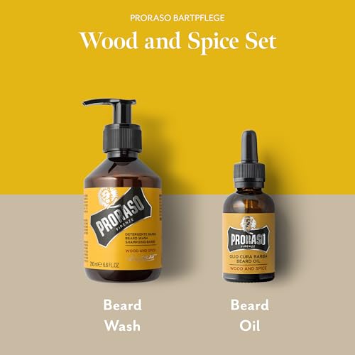 Men's Beard Care Kit with Beard Wash & Oil - Wood & Spice Scent