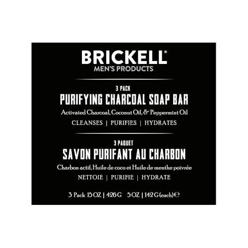 Men's Charcoal Soap Bar 3 Pack - Exfoliating, Refreshing Peppermint Scent - 5 Ounce