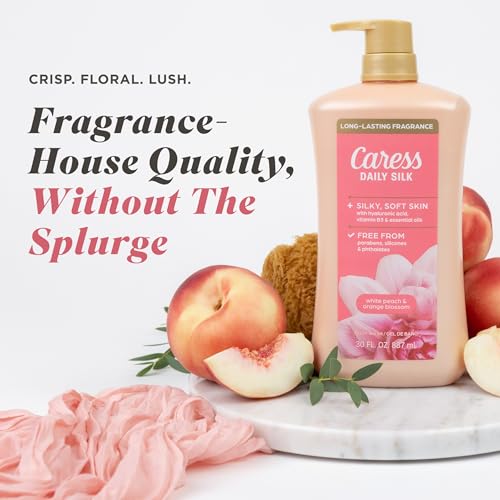 Caress Daily Silk Body Wash Pack of 4 30 fl oz - White Peach & Orange Blossom