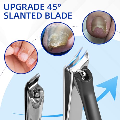 NURIUN 6PCS Toenail & Fingernail Clippers Set for Thick Nails Seniors - Professional Manicure Tools with Case