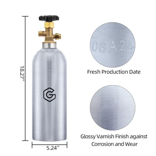 5lb Aluminum CO2 Tank with CGA320 Valve - DOT Approved, Lightweight, Empty