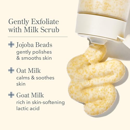 Beekman 1802 Oat & Goat Milk Exfoliating Face Wash & Facial Scrub ? Gentle Pore Minimizing Exfoliating Cleanser with Jojoba Beads, Daily Face Wash for Sensitive Skin ? 6 Fl Oz