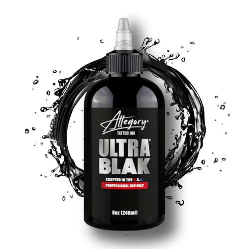 Premium Black Tattoo Ink - Allegory Ultra Blak 8 fl oz - Lining & Shading