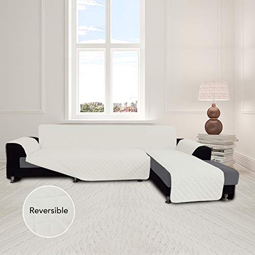 Easy-Going Reversible X-Large Ivory Sectional Couch Cover - L-Shape Sofa Protection