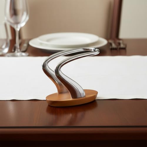 Modern Metal & Wood Napkin Holder for Kitchen & Dining Tables - 7.5in