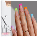 BTArtboxnails Long Square Pastel Fake Nails 160Pcs with French Peach Variation