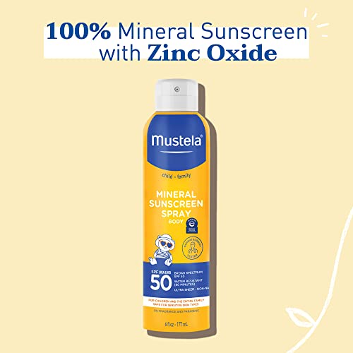 Mineral Sunscreen Spray SPF 50 for Sensitive Skin - Water Resistant Broad Spectrum Baby & Family Sun Protection - 6 fl oz