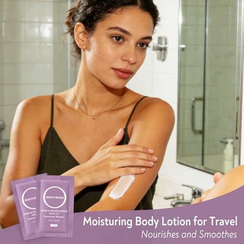 Travel Body Lotion, Individually Wrapped Hand Cream Lotion Bulk, Nourishing Extra Dry Skin Mini Small Packet Size Shower Moisturizer Lotion Toiletries for Travel, Hotel Homeless 0.34 oz (Pack of 60)