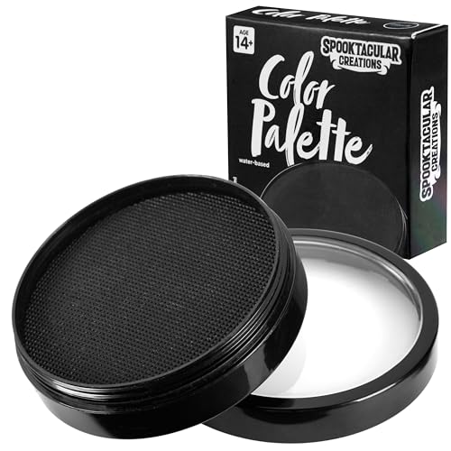 Spooktacular Creations Halloween Makeup Face Body Paint Waterproof Foundation Cream Cake Tub, Halloween Party Cosplay Clown Sfx Costume and Dress Up Makeup for Adult(1 Oz, Black)
