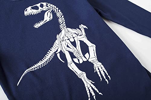 Family Feeling Kids & Adults Striped Christmas Pajamas Set 2-Piece Cotton - Dinosaur Blue Variation