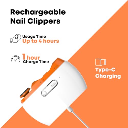 Electric Automatic Nail Clipper Trimmer - 2 in 1 Rechargeable Fingernail File Grinder Cutter for Baby Adults Seniors - Multifunctional Manicure Polisher with LED for Trimming Polishing Nails
