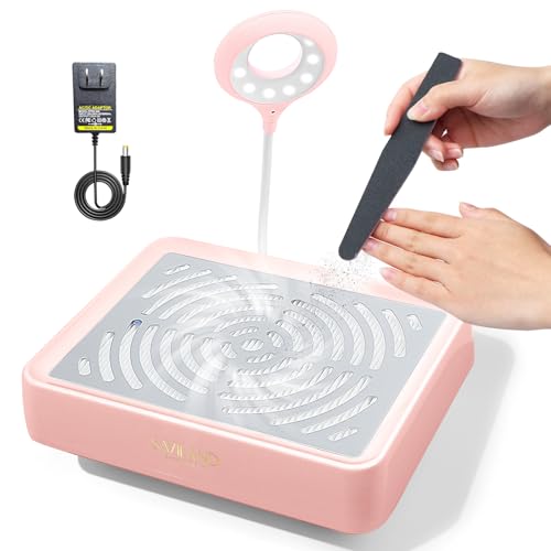 SAVILAND Pink Nail Dust Collector with Lamp 40W Vacuum for Salon & Home Use