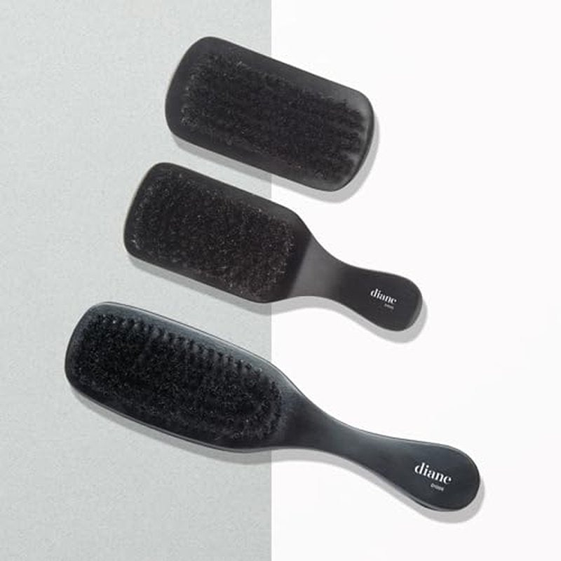 Diane Boar Curved Wave Brush for Men and Women - Black, Soft Bristles for Fine to Medium Hair - Use for Detangling, Smoothing, Wave Styles, Soft on Scalp, Restore Shine and Texture (Pack of 2)